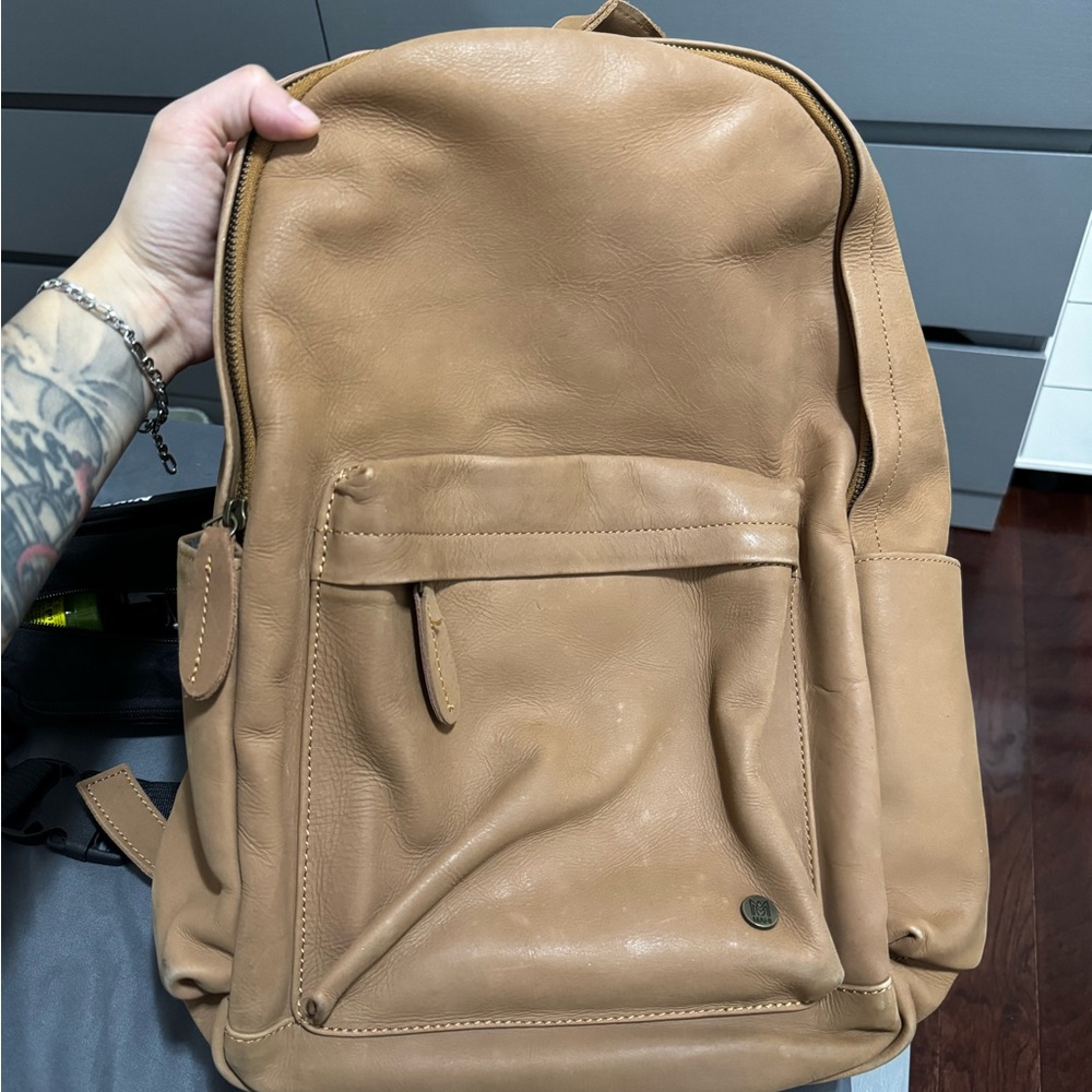 Classic Tan Leather Men's Backpack by Mahi Leather